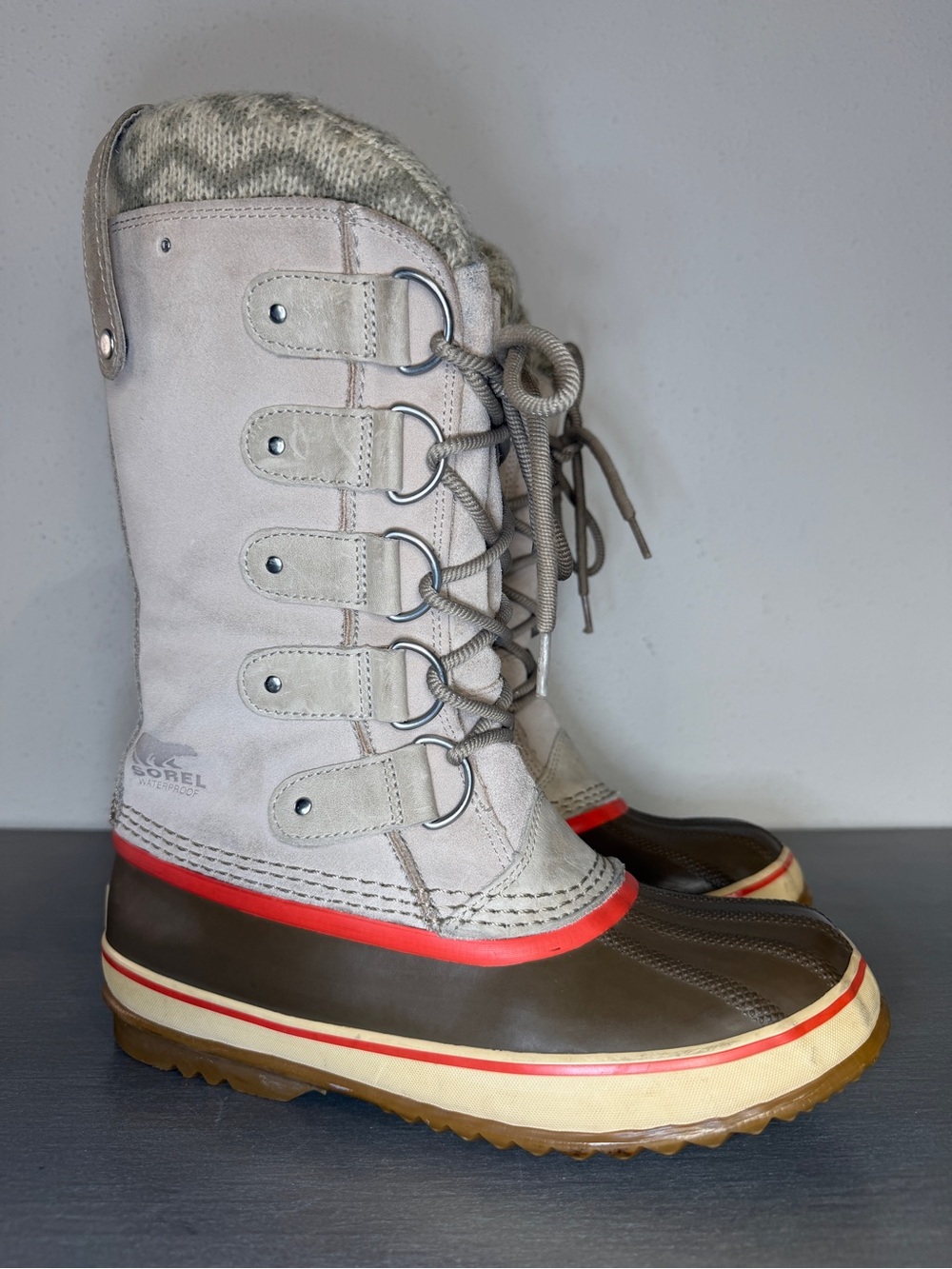 Sorel Women Joan of Arctic Sz 8 Waterproof Knit Winter Snow Boots NL2084-160